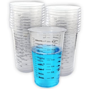 20 8oz Disposable Graduated Clear Plastic Cups for Mixing Paint, Stain, Epoxy, Resin