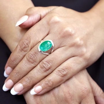 JEWELOPORIUM Green Amazonite Silver Ring for Women