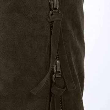 Womens Faux Suede Knee High Boots Side Zipper Chunky Heel Fashion Fall Winter Boots Comfortable Western Cowboy Boots (Army Green,8.5)