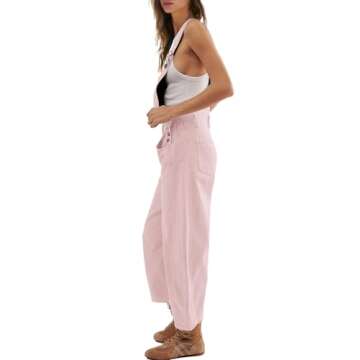 Yanekop Womens Overalls Casual Loose Jumpsuit Wide Leg Pants Sleeveless Bib Overalls Baggy Harem Barrel Pants(Light Pink,M)