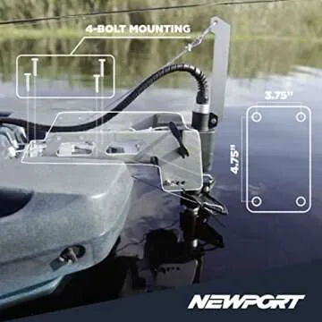 Newport NK180 Kayak Trolling Motor w/Mounting & Steering Bracket Kit 1.8hp Equivalent Brushless Motor Compatible w/ 24V Lithium, AGM, or Lead Acid Deep Cycle Batteries (Battery Not Included)