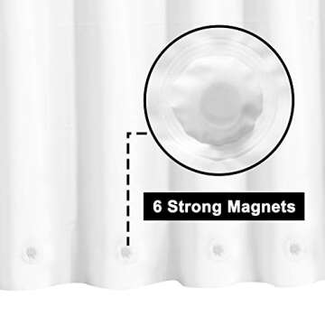Barossa Design White Shower Curtain Liner with 6 Magnets - Waterproof PEVA Shower Liner for Bath Tub...