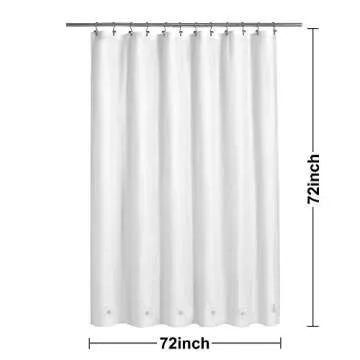 Barossa Design White Shower Curtain Liner with 6 Magnets - Waterproof PEVA Shower Liner for Bath Tub, 72" x 72" Standard Size, PVC Free & Metal Grommets - White, 72x72