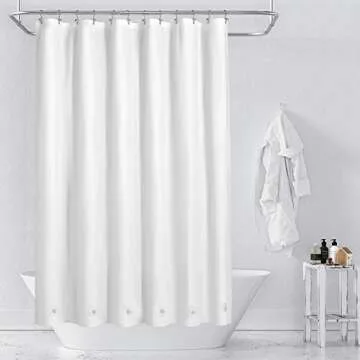 Barossa Design White Shower Curtain Liner with 6 Magnets - Waterproof PEVA Shower Liner for Bath Tub, 72" x 72" Standard Size, PVC Free & Metal Grommets - White, 72x72