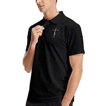 Embroidery Logo Cross Faith Jesus Polo T Shirts Tshirts for Men Mens Religious Christ T-Shirts Short...