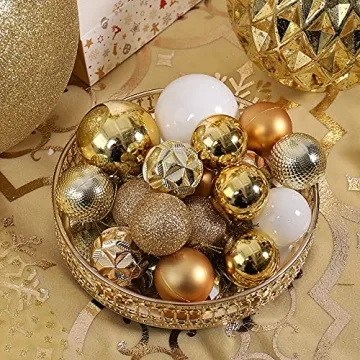 ISULIFE 87ct Shatterproof Christmas Ball Ornaments Set