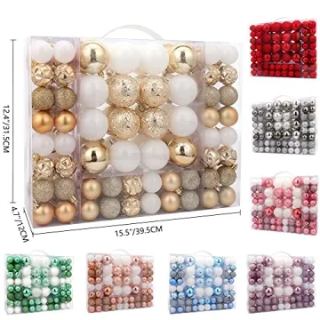 ISULIFE 87ct Shatterproof Christmas Ball Ornaments Set