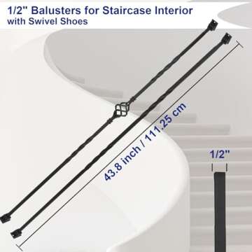 Sidasu 10 Pack Iron Balusters for Staircase Stair Spindles Hollow Single Basket with Double Twist 1/...