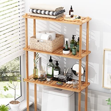 AmazerBath Bamboo Over The Toilet Shelf | 3-Tier Organizer