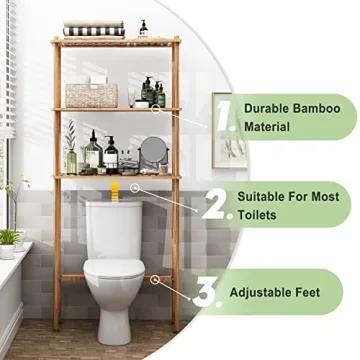 AmazerBath Bamboo Over The Toilet Shelf | 3-Tier Organizer