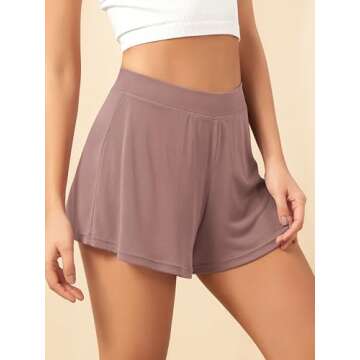 ODODOS 2-Pack Modal Soft Lounge Shorts for Women High Waist Casual Sleepwear Cozy Pajama Bottom, 3" Inseam, Black+Dusty Rose, Medium