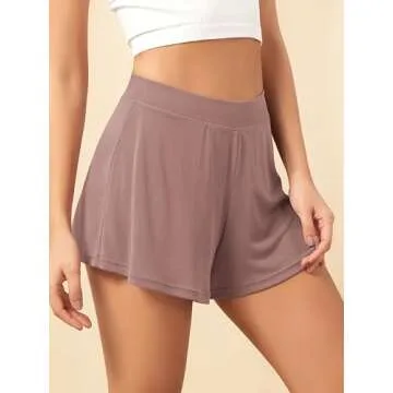 ODODOS 2-Pack Modal Soft Lounge Shorts for Women High Waist Casual Sleepwear Cozy Pajama Bottom, 3" Inseam, Black+Dusty Rose, Medium