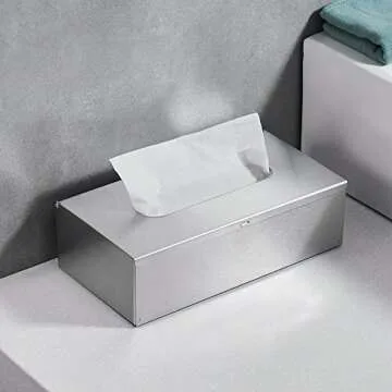 JunSun Stainless Steel Elegant Tissue Box Cover for Home & Office