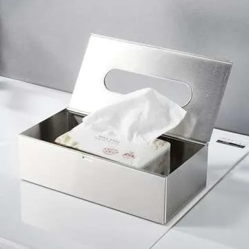 JunSun Stainless Steel Tissue Box Cover - Elegant Design
