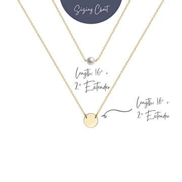 Ava Riley Necklace for Women, 14K Gold-Plated Dainty Choker, 2 Piece Sets - Pearl Disc Pendant Necklaces for Women, Trendy Beach Jewelry