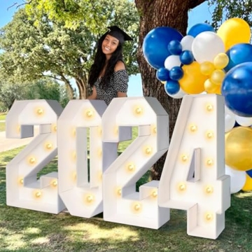 2024 Graduation Decorations - 2FT Large PRE-CUT 2024 Marquee Numbers Kit - Mosaic Foam Board Sign - ...