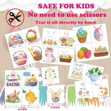 Jejucy Easter Tattoos for Kids - 72 Pcs Fun Stickers