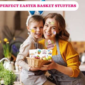 Jejucy Easter Tattoos for Kids - 72 Pcs Fun Stickers