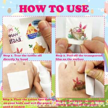 Jejucy Easter Tattoos for Kids - 72 Pcs Fun Stickers