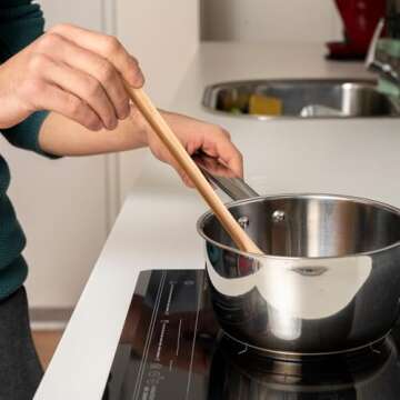 4 Pieces Wood Mixing Spoon Long Handle Wooden Spoons for Kitchen Stirring and Cooking, 13 Inches Long (Light Brown)