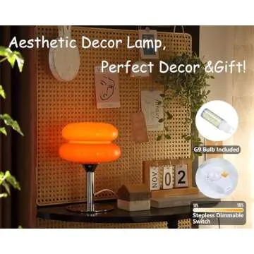 Glivpny Orange Mushroom Bedside Table Lamp,Mid Century Modern Lamp for Nightstand, Dimmable Retro Egg Tart Lamp, Cute Home Decor Lamps Aesthetic Lamps for Bedroom Living Room (Orange)