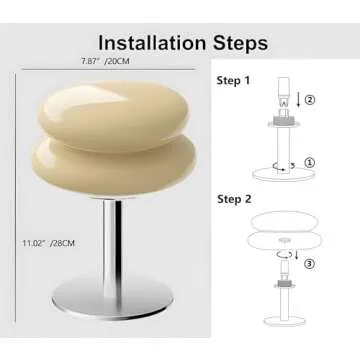 Glivpny Orange Mushroom Bedside Table Lamp,Mid Century Modern Lamp for Nightstand, Dimmable Retro Egg Tart Lamp, Cute Home Decor Lamps Aesthetic Lamps for Bedroom Living Room (Orange)