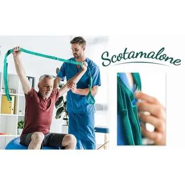 Scotamalone Stretching Strap Yoga Strap Physical Therapy for Home Workout, Exercise, Pilates and Gymnastics with Exercise Book 10 Loops Non-Elastic Stretch Bands with Aesthetic Packaging for Women & Men