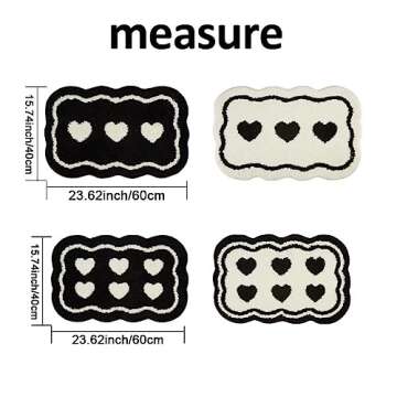 TIBSNOY Bath Mat White Bathroom Rugs,Non-Slip Super Absorbent Bath Rug,16"x24" Soft Love Bathroom Ma...