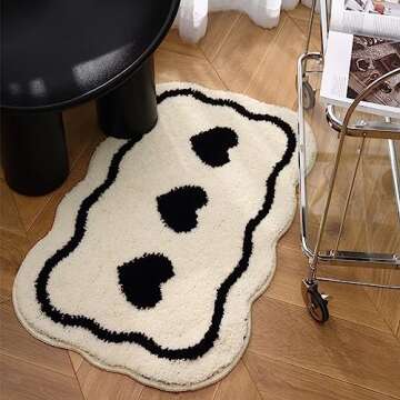 TIBSNOY Bath Mat White Bathroom Rugs,Non-Slip Super Absorbent Bath Rug,16"x24" Soft Love Bathroom Mat Funny Shower Rug Home Decor
