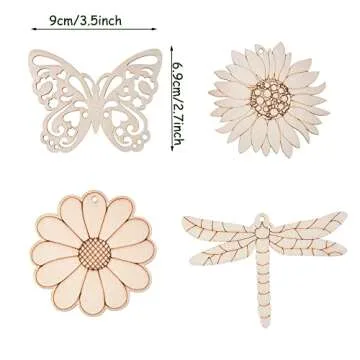 48PCS Unfinished Wood Insect Cutouts with Sling Hole,Butterfly Wooden Blank Paint Crafts for Kids Painting DIY Crafts Home Decoration Craft Project Home Decor Ornament Supplies(Insect Color)