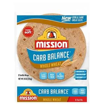 Mission Carb Balance Fajita Whole Wheat Tortillas - Low Carb, Keto, 8 Ounce (Pack of 2)