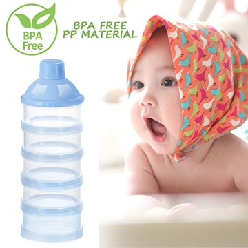 Accmor Formula Dispenser On The Go, 5 Compartments Stackable Formula Container for Travel, Baby Milk Powder Kids Snack Container, BPA Free
