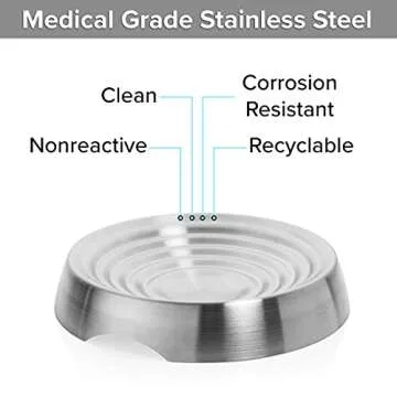 CatGuru Cat Bowls, Whisker Stress Free Cat Food Bowl, Reliefs Whisker Fatigue, Wide Cat Bowl, Non Slip Cat Food Bowls, Shallow Cat Dish, Cat Feeding & Watering Supplies (Stainless Steel)