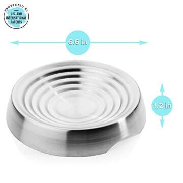 CatGuru Cat Bowls, Whisker Stress Free Cat Food Bowl, Reliefs Whisker Fatigue, Wide Cat Bowl, Non Slip Cat Food Bowls, Shallow Cat Dish, Cat Feeding & Watering Supplies (Stainless Steel)