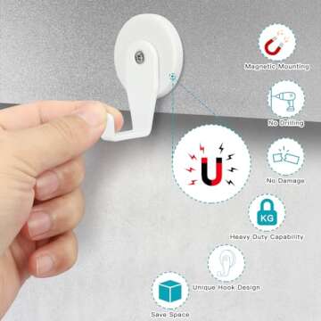 FYY Magnetic Wreath Hanger - 2 Pack Heavy Duty Magnets with Hook for Refrigerator, Christmas Decoration Magnetic Hooks for Metal Front Door, Cruise Hook Hanger for Hanging Cabins Grill Coat Pattern 1W