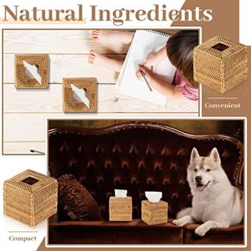 Kigley Rattan Tissue Box Cover Set for Stylish Decor