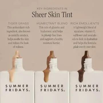 Summer Fridays Sheer Skin Tint - Tinted Moisturizer with Hyaluronic Acid - Helps Diminish Uneven Skin Tone - Sheer to Light Coverage - Shade 3 - Light with Golden Undertones (1 Fl Oz)