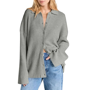 Danedvi Women's Oversized Collared Cardigan - Chic and Cozy Sweater