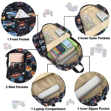 CAMTOP Backpack for Kids, Boys Girls Preschool Backpacks with Lunch Box Toddler Kindergarten School Bookbag Set