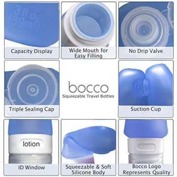 Bocco Leak Proof Squeezable Travel Bottles Pack of 4