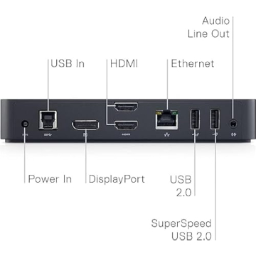 Dell USB 3.0 Ultra HD/4K Triple Display Docking Station (D3100), Black