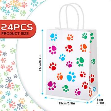 Clabby Paw Print Gift Bags for Pet Parties 24 Pieces