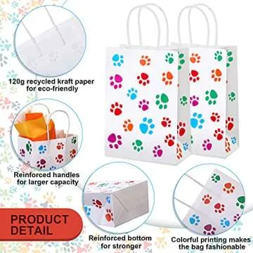 Clabby Paw Print Gift Bags for Pet Parties 24 Pieces