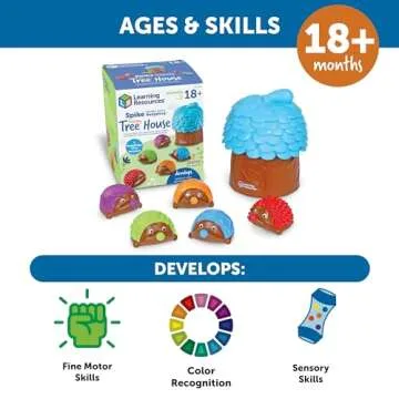 Learning Resources Spike the Fine Motor Hedgehog Sensory Tree House - 7 Pieces, Ages 18+ months Fine Motor and Sensory Toy, Toddler Educational Toys, Montessori Toys