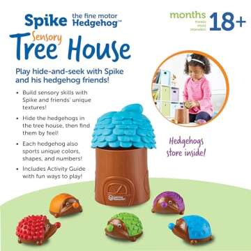 Learning Resources Spike the Fine Motor Hedgehog Sensory Tree House - 7 Pieces, Ages 18+ months Fine Motor and Sensory Toy, Toddler Educational Toys, Montessori Toys