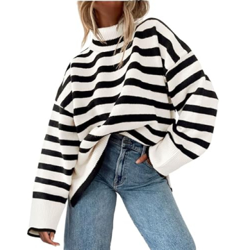 Women's Cozy Striped Pullover Sweater for Casual Elegance