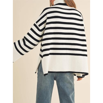Women's Cozy Striped Pullover Sweater for Casual Elegance