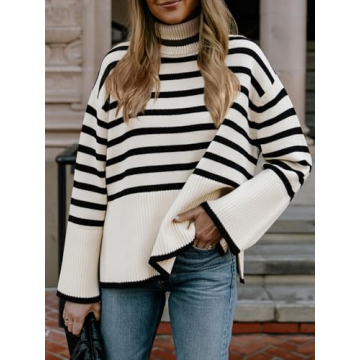 Women's Cozy Striped Pullover Sweater for Casual Elegance