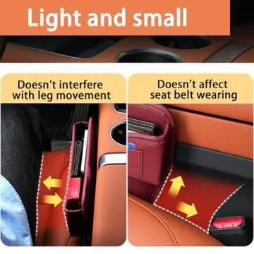 KUKEO Car Seat Gap Filler Organizer, Front Seat and Gap Organizer, Adjustable Car Accessories for Phones, Glasses, Keys, Cards (Grey, 2 Pack)