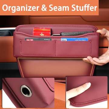 KUKEO Car Seat Gap Filler Organizer, Front Seat and Gap Organizer, Adjustable Car Accessories for Phones, Glasses, Keys, Cards (Grey, 2 Pack)